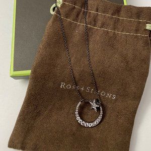 Ross-Simons SS White Topaz Moon & Star Necklace